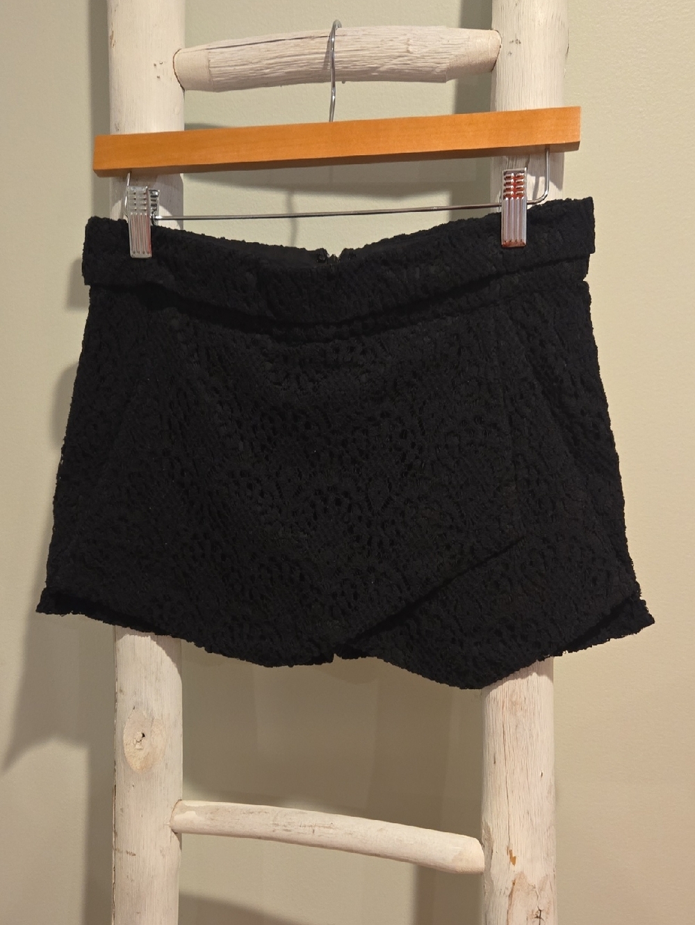 May & July Black Lace Overlay Skort with Scalloped Hem Small